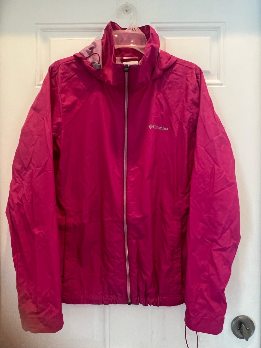Columbia Omni-Shield Pink Colorblock Hooded Windbreaker L Jacket Womens # 998